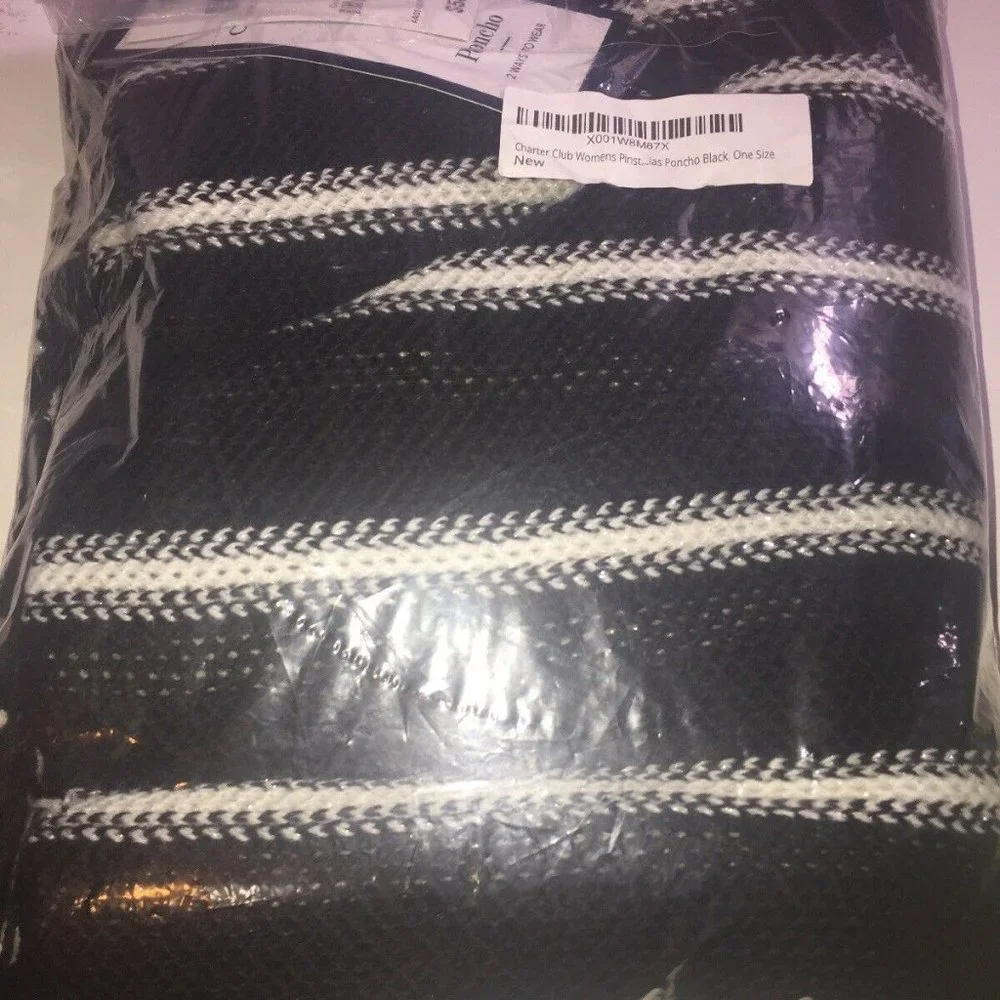 Charter Club Pinstripe Bias Poncho/Scarf, One Size Retail $58.50